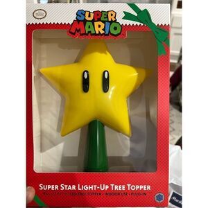 Super Mario Bros. 7-Inch Super Star Light-Up Holiday Tree Topper Xmas Party